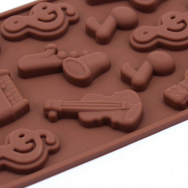 HiParty 2Pcs Musical Instrument Silicone Chocolate Mold Music Note Bass Guitar Piano Saxophone Shape Candy Mini Soap Crayon Melt Mould Ice Cube Trays - Image 5